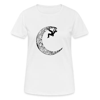Klettern auf dem Mond - Klettererin auf dem Mond - Frauen T-Shirt atmungsaktiv - Weiß - Vorne - AI Model Female 172 dark (172cm)