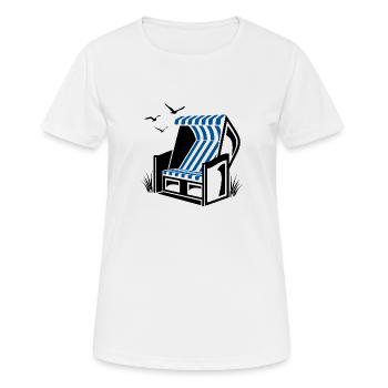Strandkorb - Urlaub - Meer - Erholung - Frauen T-Shirt atmungsaktiv - Weiß - Vorne - AI Model Female 172 dark (172cm)
