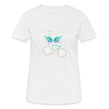 ailes d’ange, ailes, ailes d’ange, vélo, vélo - T-shirt respirant Femme - blanc - Devant - AI Model Female 172 dark (172cm)