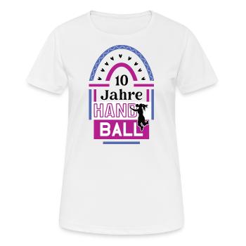 Handball Jubiläum 10 Jahre Handballerin Trainerin - Frauen T-Shirt atmungsaktiv - Weiß - Vorne - AI Model Female 172 dark (172cm)