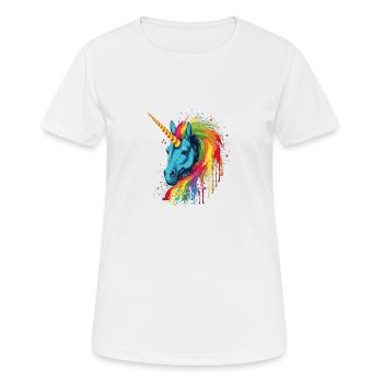 Licorne colorée à crinière arc-en-ciel - T-shirt respirant Femme - blanc - Devant - AI Model Female 172 dark (172cm)