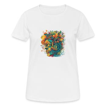 Visage psychédélique dans de nombreuses couleurs - T-shirt respirant Femme - blanc - Devant - AI Model Female 172 dark (172cm)