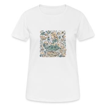 Modern Alice in Wonderland Drawing - Women's Breathable T-Shirt - white - Front - AI Model Female 172 dark (172cm)