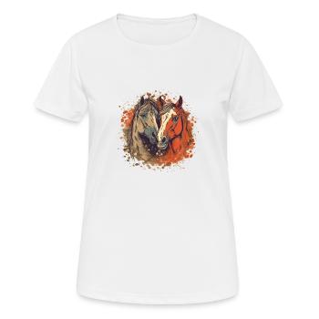 Deux chevaux amoureux - motif cheval - T-shirt respirant Femme - blanc - Devant - AI Model Female 172 dark (172cm)