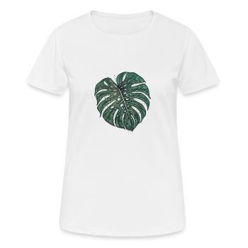 Gepunktetes Monstera Blatt, Pflanzen Motiv - Frauen T-Shirt atmungsaktiv - Weiß - Vorne - AI Model Female 172 dark (172cm)
