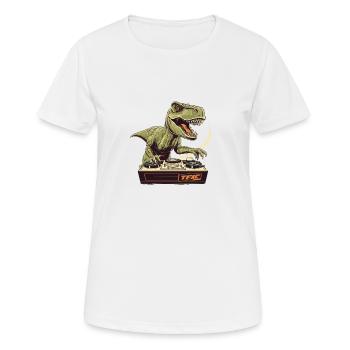 Cool T-Rex DJ avec table de mixage et station de boucle - T-shirt respirant Femme - blanc - Devant - AI Model Female 172 dark (172cm)
