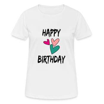 HAPPY BIRTHDAY. HAPPY BIRTHDAY. BIRTHDAY. - Women's Breathable T-Shirt - white - Front - AI Model Female 172 dark (172cm)