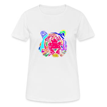 mehrfarbiger Tiger - Frauen T-Shirt atmungsaktiv - Weiß - Vorne - AI Model Female 172 dark (172cm)