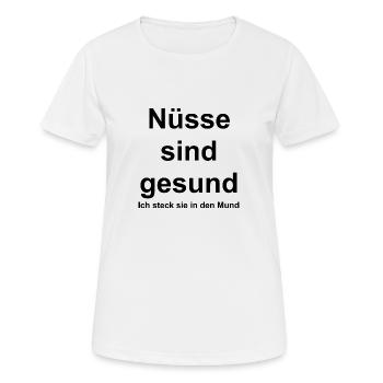 Nüsse sind gesund - Frauen T-Shirt atmungsaktiv - Weiß - Vorne - AI Model Female 172 dark (172cm)