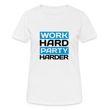 work hard party harder - Frauen T-Shirt atmungsaktiv - Weiß - Vorne - AI Model Female 172 dark (172cm)
