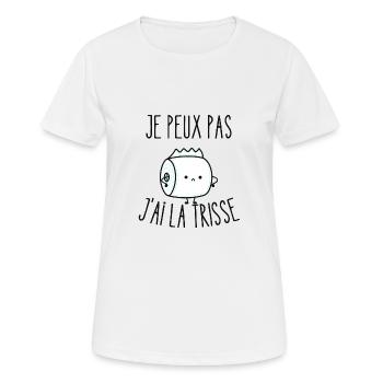je peux pas j'ai la trisse - T-shirt respirant Femme - blanc - Devant - AI Model Female 172 dark (172cm)