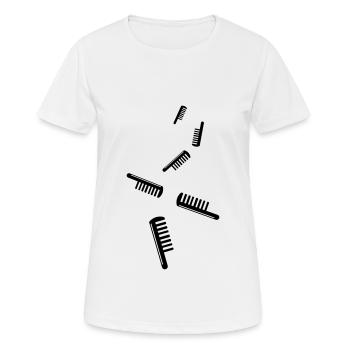 Icône de coiffeur peigne - T-shirt respirant Femme - blanc - Devant - AI Model Female 172 dark (172cm)