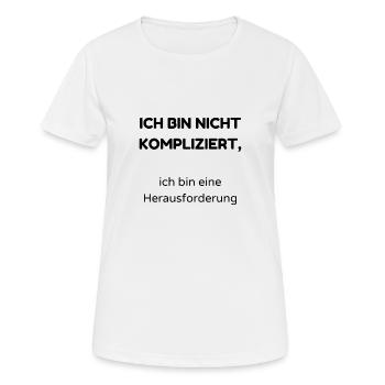 kompliziert - Frauen T-Shirt atmungsaktiv - Weiß - Vorne - AI Model Female 172 dark (172cm)