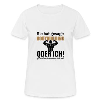 Bodybuilding - Frauen T-Shirt atmungsaktiv - Weiß - Vorne - AI Model Female 172 dark (172cm)
