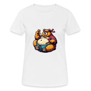 Karate Bär Meditiert Mit Stäbchen - Frauen T-Shirt atmungsaktiv - Weiß - Vorne - AI Model Female 172 dark (172cm)