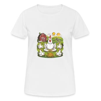 Hen Zen Yoga Meditation Huhn Hühner Bauernhof - Frauen T-Shirt atmungsaktiv - Weiß - Vorne - AI Model Female 172 dark (172cm)