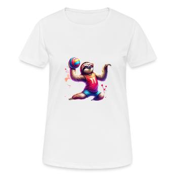 Cooler Faultier Volleyball Spieler - Frauen T-Shirt atmungsaktiv - Weiß - Vorne - AI Model Female 172 dark (172cm)