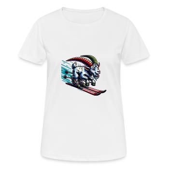 Drôle de chèvre skiant dans la neige - T-shirt respirant Femme - blanc - Devant - AI Model Female 172 dark (172cm)