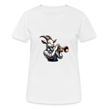 Coole Ziege Spielt Trompete Band Orchester - Frauen T-Shirt atmungsaktiv - Weiß - Vorne - AI Model Female 172 dark (172cm)