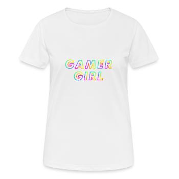 Gamer Girl cadeau pour les joueurs de copine et les femmes - T-shirt respirant Femme - blanc - Devant - AI Model Female 172 dark (172cm)