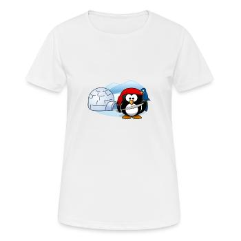Pirate Penguin avec l'épée, perroquet et igloo. - T-shirt respirant Femme - blanc - Devant - AI Model Female 172 dark (172cm)