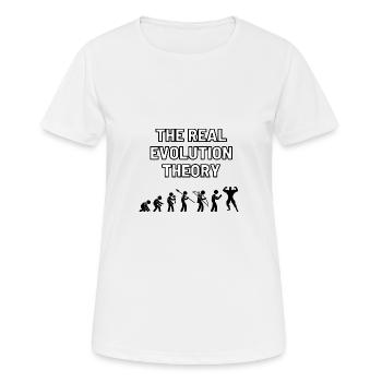 La théorie de l’évolution réelle - T-shirt respirant Femme - blanc - Devant - AI Model Female 172 dark (172cm)