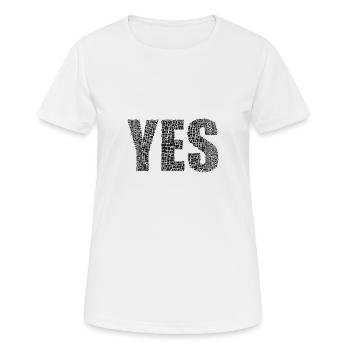 YES - Frauen T-Shirt atmungsaktiv - Weiß - Vorne - AI Model Female 172 dark (172cm)