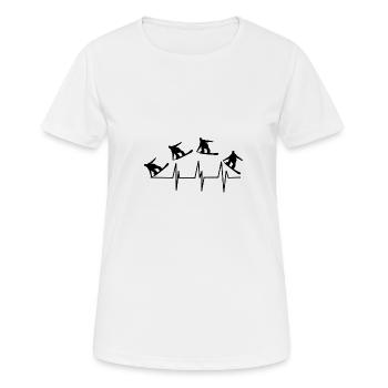 Snowboard shirt Sprung Snowboard Herzpuls - Frauen T-Shirt atmungsaktiv - Weiß - Vorne - AI Model Female 172 dark (172cm)