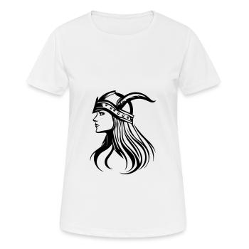 Wikinger Kriegerin Frau Kopf - Frauen T-Shirt atmungsaktiv - Weiß - Vorne - AI Model Female 172 dark (172cm)