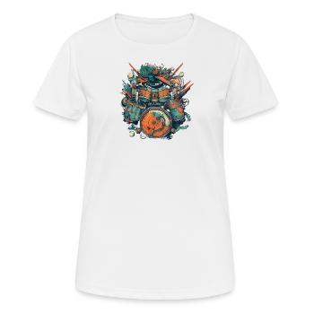 Drums big - Frauen T-Shirt atmungsaktiv - Weiß - Vorne - AI Model Female 172 dark (172cm)