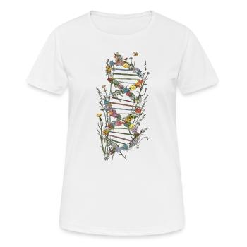 DNA strand of flowers, wildflowers, biology - Women's Breathable T-Shirt - white - Front - AI Model Female 172 dark (172cm)