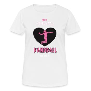 Handball Liebe Leidenschaft Handballfans Hobby - Frauen T-Shirt atmungsaktiv - Weiß - Vorne - AI Model Female 172 dark (172cm)