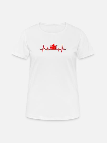 Drums Heartbeat Funny drummer - Women's Breathable T-Shirt - white