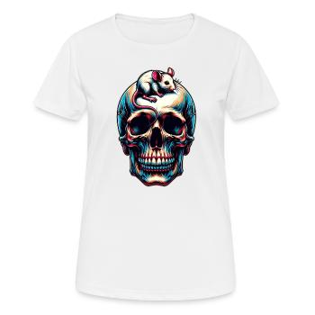 Skull mit süßer kleiner Maus auf der Stirn - Frauen T-Shirt atmungsaktiv - Weiß - Vorne - AI Model Female 172 dark (172cm)