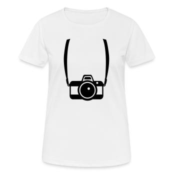 Kamera - Frauen T-Shirt atmungsaktiv - Weiß - Vorne - AI Model Female 172 dark (172cm)