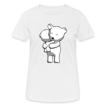 Ours en peluche avec enfant au look griffonné - T-shirt respirant Femme - blanc - Devant - AI Model Female 172 dark (172cm)