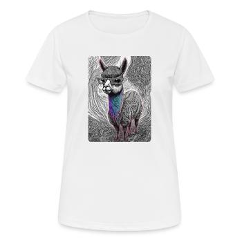 Lama noir et blanc avec lunettes - T-shirt respirant Femme - blanc - Devant - AI Model Female 172 dark (172cm)
