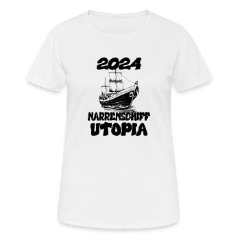 Ship of Fools Utopi 2024 - Dates - T-shirt respirant Femme - blanc - Devant - AI Model Female 172 dark (172cm)
