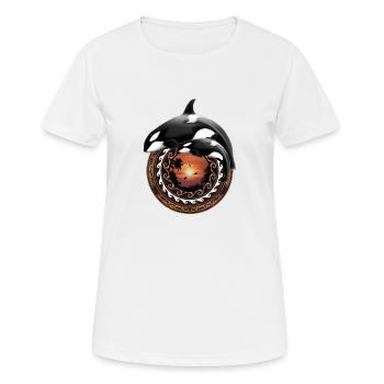 Orca Killerwal - Frauen T-Shirt atmungsaktiv - Weiß - Vorne - AI Model Female 172 dark (172cm)