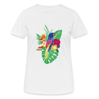 gaya fleur perroquet - T-shirt respirant Femme - blanc - Devant - AI Model Female 172 dark (172cm)