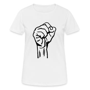 Poing fermé - T-shirt respirant Femme - blanc - Devant - AI Model Female 172 dark (172cm)