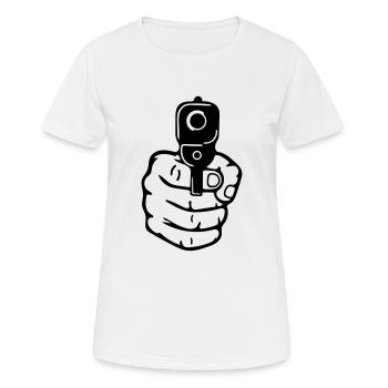 Pistole - Frauen T-Shirt atmungsaktiv - Weiß - Vorne - AI Model Female 172 dark (172cm)