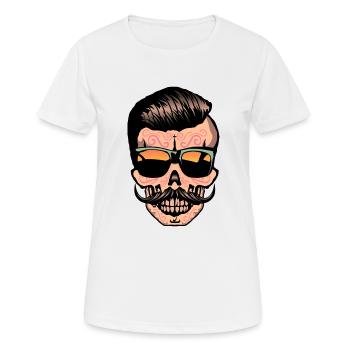mexikanischen hipster Totenkopf Schnauzbart - Frauen T-Shirt atmungsaktiv - Weiß - Vorne - AI Model Female 172 dark (172cm)