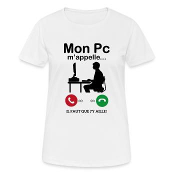 Mon Pc M'appelle Il faut que j'y ailler - T-shirt respirant Femme - blanc - Devant - AI Model Female 172 dark (172cm)