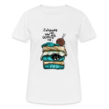 Zuhause ist, wo die Wolle ist - und die Katze - Frauen T-Shirt atmungsaktiv - Weiß - Vorne - AI Model Female 172 dark (172cm)