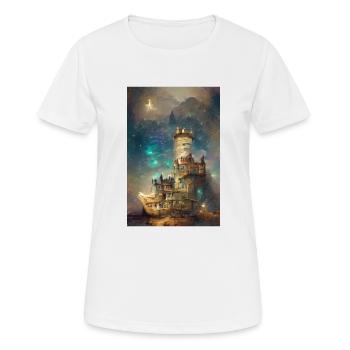 Oil painting castle, castle in starry night, - Women's Breathable T-Shirt - white - Front - AI Model Female 172 dark (172cm)