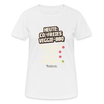 Veggie BBQ CO2-neutral ohne Fleisch und Holzkohle - Frauen T-Shirt atmungsaktiv - Weiß - Vorne - AI Model Female 172 dark (172cm)