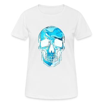Crâne bleu lumière crâne - T-shirt respirant Femme - blanc - Devant - AI Model Female 172 dark (172cm)