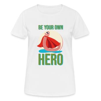 Earthworm Superhero Hero Cape Puddle Gift - T-shirt respirant Femme - blanc - Devant - AI Model Female 172 dark (172cm)