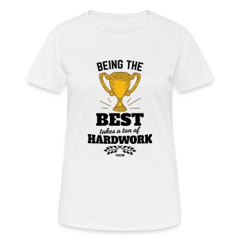 erster Platz Pokal gewonnen - Frauen T-Shirt atmungsaktiv - Weiß - Vorne - AI Model Female 172 dark (172cm)